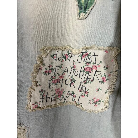 A Rare Bird Handmade Distressed Cotton Patchwork Pants With Unique Embroidered D - Picture 4 of 16